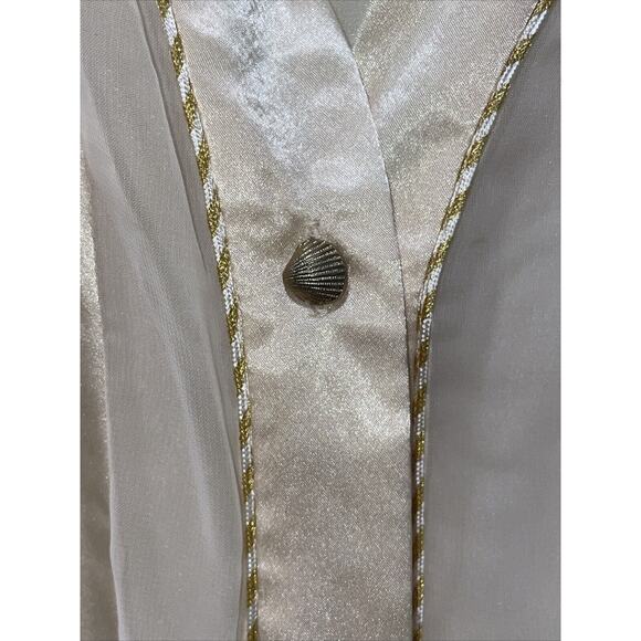 Lingerie Cacique Womens Dress Size L Ivory Satin Shell Button Sheer Slip Shirt - Picture 3 of 14